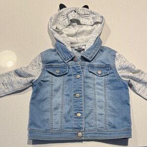 Cat & Jack Light Blue Denim Jacket with Heather Gray Sleeves